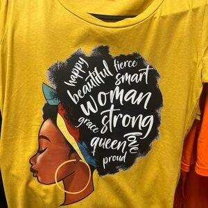 Yellow Graphic Tee with Afrocentric Design